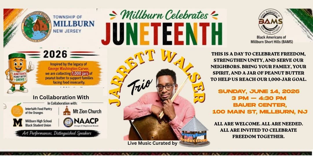 Live Jazz Highlight: Jarrett Walser Trio Joins Millburn’s Juneteenth Celebration